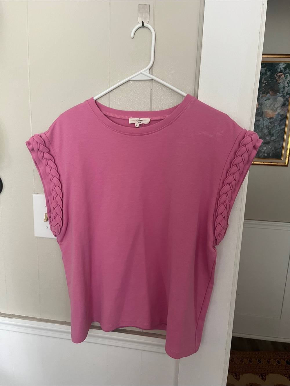 entro Pink Braided Cap Sleeve Tank Top